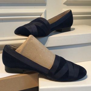 Blue velvet flats
